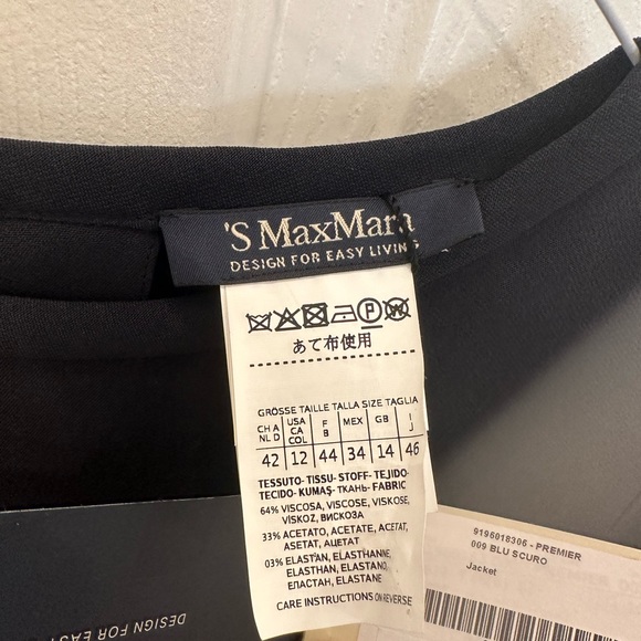 ‘S MaxMara NEW Navy Blue Tunic Top Jacket Size 12 NWT - Picture 4 of 8